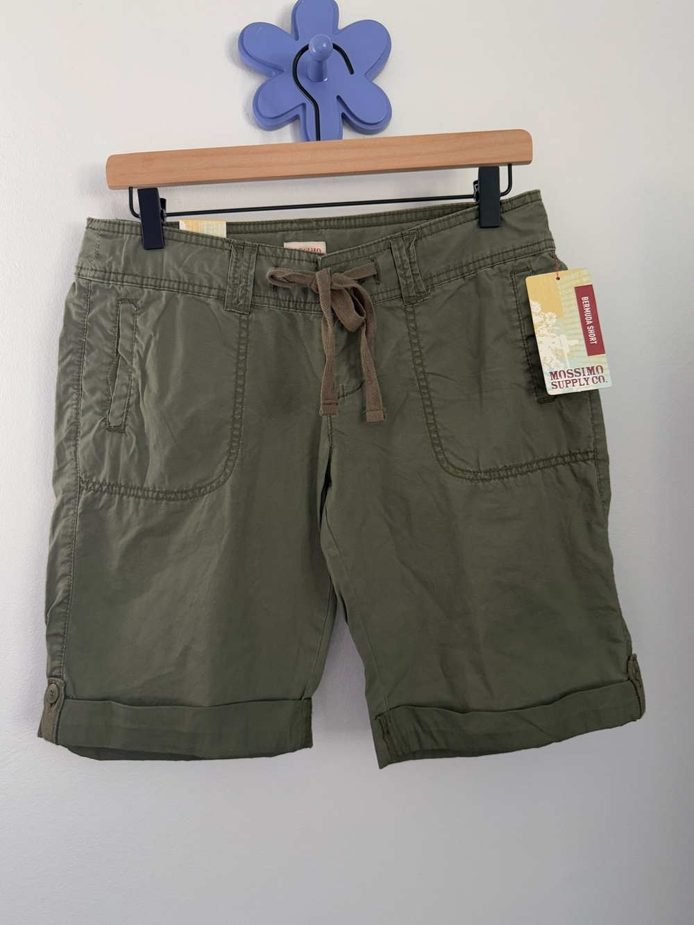 90s Y2K 5 Juniors NEW Low Rise Green Bermuda Shorts Utility Grunge 2000s